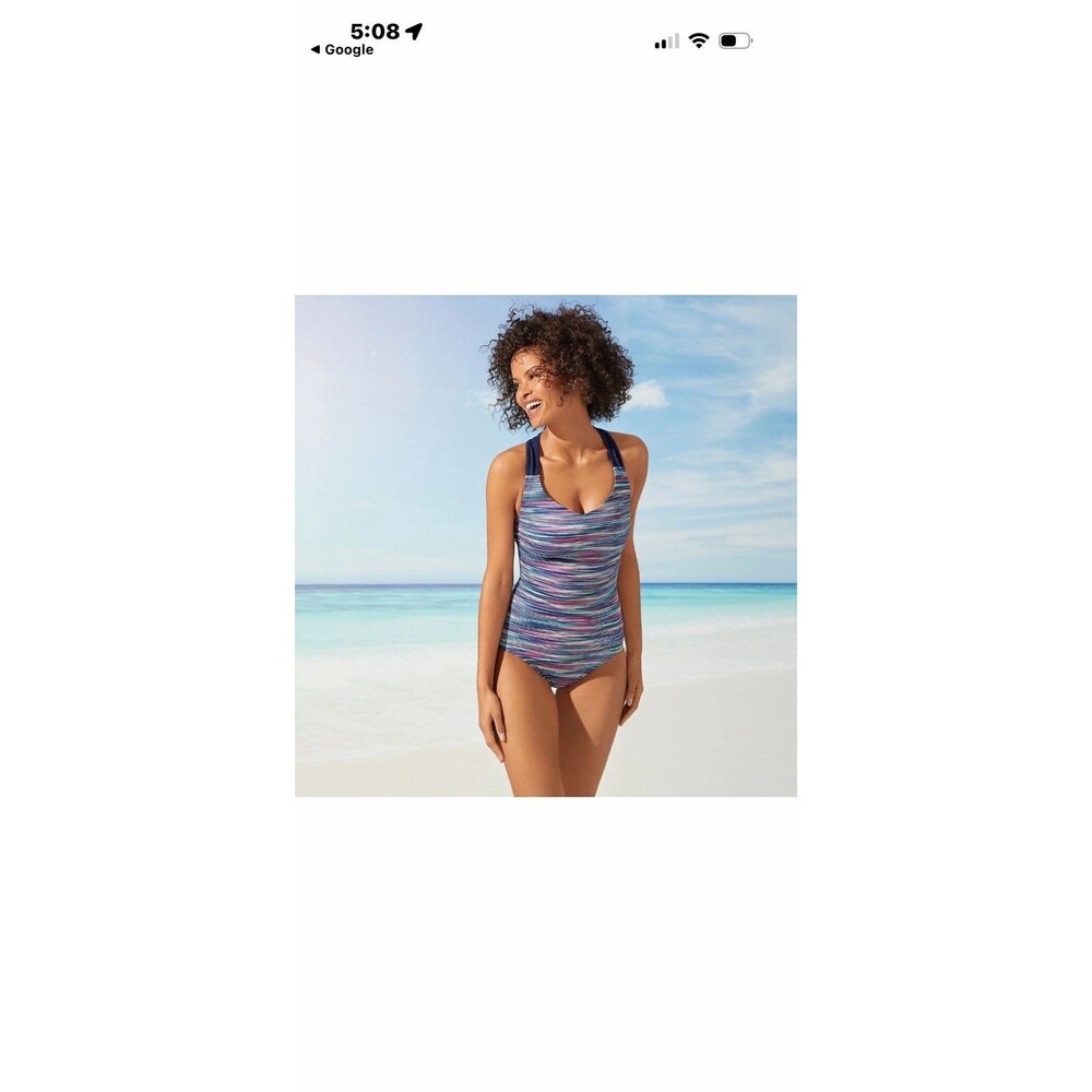 Lands' End Women's Racerback One Piece Swimsuit in Deep Sea Navy size 16W